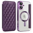 thumbnail image 1 of for iPhone 16 Plus Case Compatible with Magsafe, Slim Fit Flip Protective PU Leather Wallet Case with RFID Blocking Card Slot Build-in Len Protector for iPhone 16 Plus, Purple, 1 of 8