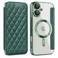 thumbnail image 1 of for iPhone 16 Plus Case Compatible with Magsafe, Slim Fit Flip Protective PU Leather Wallet Case with RFID Blocking Card Slot Build-in Len Protector for iPhone 16 Plus, Darkgreen, 1 of 8