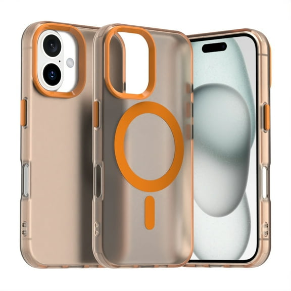 for iPhone 16 Plus Case Compatible with Magsafe, iPhone 16 Plus Phone Case, Translucent Matte Back Slim Magnetic Case Military-Grade Protection Shockproof for iPhone 16 Plus - Orange