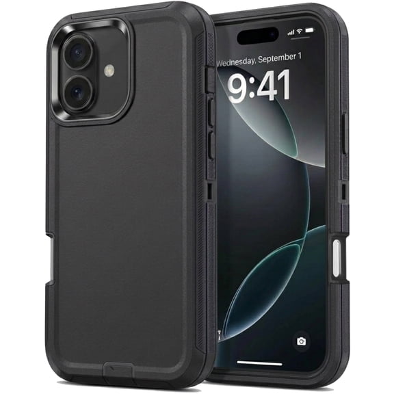 iPhone 16 Plus Case Cover 3 Layer Rugged / Heavy Duty / Shockproof 6.7" Black
