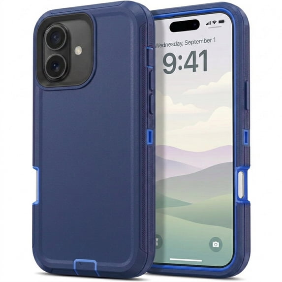 iPhone 16 Plus Case Cover 3 Layer Rugged / Heavy Duty / Shockproof 6.7" Navy