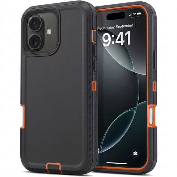 iPhone 16 Plus Case Cover 3 Layer Rugged / Heavy Duty / Shockproof 6.7" Orange