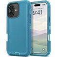 thumbnail image 1 of iPhone 16 Plus Case Cover 3 Layer Rugged / Heavy Duty / Shockproof 6.7" Teal, 1 of 5