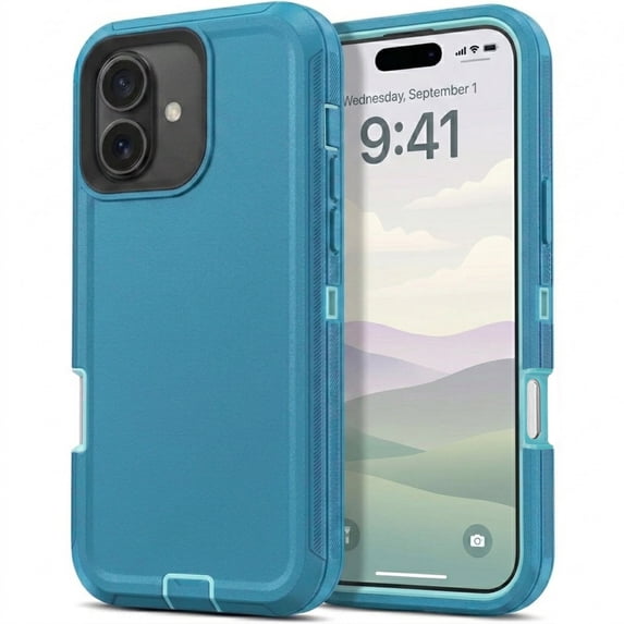 iPhone 16 Plus Case Cover 3 Layer Rugged / Heavy Duty / Shockproof 6.7" Teal