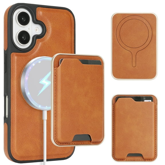 For iPhone 16 Plus Case with Credit Card Holder,for iPhone 16 Plus Premium Leather Phone Case Removable Wallet Compatible with MagSafe,Wallet Detachable 2-in-1 Women Men,Brown