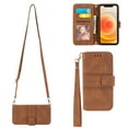 thumbnail image 1 of For iPhone 16 Plus Case with Credit Cards Holder, Wallet Magnetic Crossbody Shoulder Strap Flip Stand Purse Retro Premium RFID Blocking PU Leather Cover for iPhone 16 Plus, Brown, 1 of 8