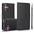thumbnail image 1 of for iPhone 16 Plus Case Detachable Magnetic Wallet Case with Card Holder, 2 in 1 PU Leather Flip Folio Case with Kickstand Wrist Strap Shockproof Protective Phone Case Cover for iPhone 16 Plus, Black, 1 of 6