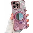 thumbnail image 1 of for iPhone 16 Plus Case with Diamond Mirror Kickstand, [Compatible with Magsafe][Reinforced Conner Bumper][Glitter Bling Floral Design] Luxury Shinny Electroplated Edge for Women Girls-Pink, 1 of 16