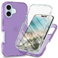 thumbnail image 1 of for iPhone 16 Plus Case, Full-Body Sturdy Shockproof Clear Case with HD Screen Protector Shock Resistant Hybrid Transparent TPU Bumper Protective Cover for iPhone 16 Plus, Purple, 1 of 6