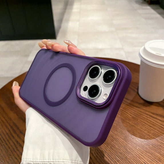 for iPhone 16 Plus Case Magnetic Phone Case Compatible with MagSafe, Soft TPU Bumper Hard Translucent Matte Back Slim Fit Shockproof Protective Case Cover for Men Women Girls - Darkpurple