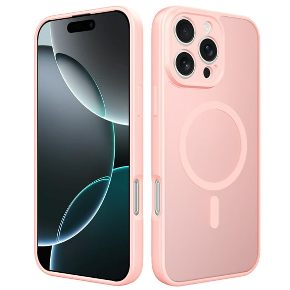 for iPhone 16 Plus Case Magnetic, Slim Shockproof Skin-Feel Phone Cover Compatible with Mag-Safe, Military Grade Protection Raised Camera Lens Protective Cover for iPhone 16 Plus, Pink