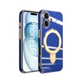 thumbnail image 1 of for iPhone 16 Plus Case with Magnetic Stand, [Compatible with MagSafe] [Ring Holder Kickstand] Plating TPU Shockproof Protective for iPhone 16 Plus Phone Case for Women Men, Blue, 1 of 6