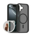 thumbnail image 1 of for iPhone 16 Plus Case: Magnetic Translucent Matte Shockproof Slim Compatible with MagSafe - Military Grade Drop Proof Hard Back Anti-Fingerprint Protective Cell Phone Cover,Black, 1 of 8