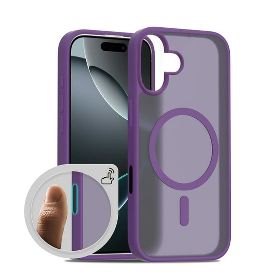 for iPhone 16 Plus Case: Magnetic Translucent Matte Shockproof Slim Compatible with MagSafe - Military Grade Drop Proof Hard Back Anti-Fingerprint Protective Cell Phone Cover,Darkpurple