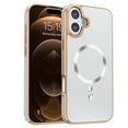 thumbnail image 1 of for iPhone 16 Plus Case Magnetic Ultra Slim Plating Design, TPU + PC Hybrid Shockproof Anti-Scratch Back Cover, Lightweight Drop Protective Phone Case Cover for iPhone 16 Plus, White, 1 of 7