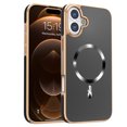 thumbnail image 1 of for iPhone 16 Plus Case Magnetic Ultra Slim Plating Design, TPU + PC Hybrid Shockproof Anti-Scratch Back Cover, Lightweight Drop Protective Phone Case Cover for iPhone 16 Plus, Black, 1 of 7