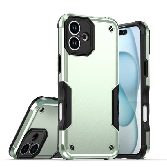 for iPhone 16 Plus Case for Men Women, 2 in 1 Hybrid Hard PC & Soft TPU Drop Protective Shockproof Durable Lightweight Anti-Scratch Slim Phone Case Cover for iPhone 16 Plus, Green