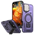 thumbnail image 1 of for iPhone 16 Plus Case with Metal Camera Cover Bracket, [Compatible with MagSafe] [Built-in Kickstand] [Military-Grade Protection] Heavy Duty Magnetic Case for iPhone 16 Plus, Purple, 1 of 6