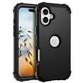thumbnail image 1 of for iPhone 16 Plus Case, Phone Case iPhone 16 Plus, Heavy Duty 3 in 1 Full Rugged Shockproof Hybrid Hard PC Soft Rubber Bumper Corner Drop Protection Grip Girls Women Boys Men,Black, 1 of 8