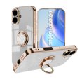 thumbnail image 1 of for iPhone 16 Plus Case with Ring Holder, iPhone 16 Plus Cover, Kickstand Magnetic Plating Frame TPU Shockproof Anti-Scratch Slim Girls Women Men Case Cover for iPhone 16 Plus, White, 1 of 5