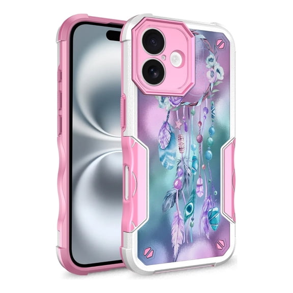 iPhone 16 Plus Case, Rosebono Hybrid Dual Layer Graphic Design Pattern Heavy Duty Protection Case For iPhone 16 Plus (Dream Catcher)