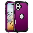 thumbnail image 1 of for iPhone 16 Plus Case, Slim Dual Layer 3 in 1 Heavy Duty Protection Hybrid Hard PC Soft Silicone Rugged Bumper Anti Slip Full-Body Protective Cases for iPhone 16 Plus, Purple, 1 of 8