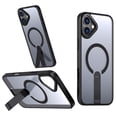 thumbnail image 1 of for iPhone 16 Plus Case with Stand, Compatible with MagSafe, Magnetic Kickstand Case for iPhone 16 Plus, Military-Grade Protection Shockproof Case, Clear Acrylic + Soft TPU Material, Black, 1 of 6