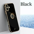 thumbnail image 1 of for iPhone 16 Plus Case with Stand Rotatable Ring Holder Kickstand Gold Plating Slim Cover for Women Men Anti-Scratch Shockproof Protective Phone Case for iPhone 16 Plus, Black, 1 of 7