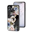 thumbnail image 1 of for iPhone 16 Plus Case with Tempered Glass Back for Women Girls, Cute Floral Patterned Design with 360° Fring Ring Grip Kickstand Holder Shock Proof Heavy-Duty Protection Cover,Black, 1 of 8