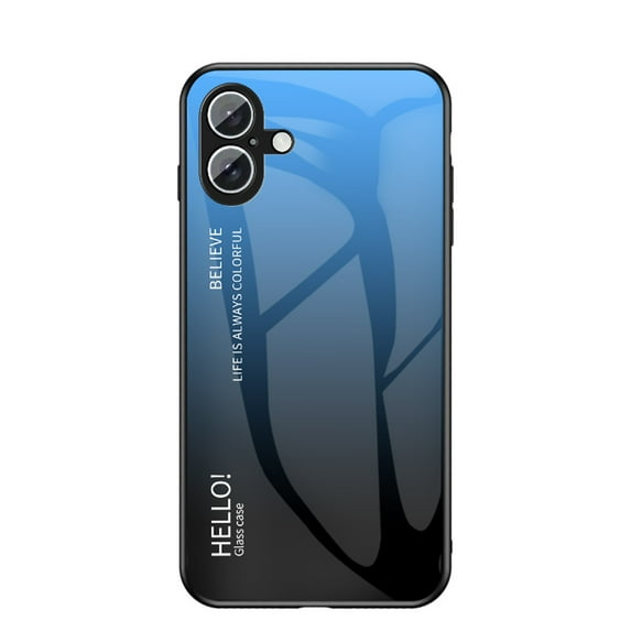 for iPhone 16 Plus Case,Tempered Glass Gradient Color Pattern + TPU Frame Hybrid Slim case for iPhone 16 Plus, Case Anti-Scratch Anti-Drop Anti-fingerprint, Blue