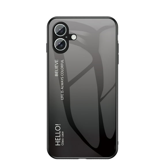 for iPhone 16 Plus Case,Tempered Glass Gradient Color Pattern + TPU Frame Hybrid Slim case for iPhone 16 Plus, Case Anti-Scratch Anti-Drop Anti-fingerprint, Gray