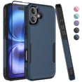 thumbnail image 1 of For iPhone 16 Plus Case with Tempered Glass Screen Protector, Tekcoo Heavy Duty Rugged Military Grade Protection Dual Layer Shockproof Phone Case Cover for Apple iPhone 16 Plus - Blue, 1 of 9