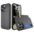 thumbnail image 1 of for iPhone 16 Plus Case Wallet Credit Card Holder ID Slot Sliding Door Hidden Pocket Men Women Anti-Scratch Dual Layer Hybrid Bumper Armor Protective Shell Back Cover,Gray, 1 of 12