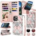 thumbnail image 1 of iPhone 16 Plus Case,for iPhone 16 Plus Wallet Phone Case,Takfox PU Leather Magnetic Detachable Card Holders Shockproof Kickstand Protective [Flip Folio Cover] for iPhone 16 Plus - Marble, 1 of 10