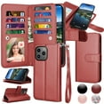 thumbnail image 1 of iPhone 16 Plus Case,for iPhone 16 Plus Wallet Phone Case,Takfox PU Leather Magnetic Detachable Card Holders Shockproof Kickstand Protective [Flip Folio Cover] for iPhone 16 Plus- Wine, 1 of 10