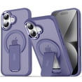 thumbnail image 1 of for iPhone 16 Plus Clear Case [360°Rotatable Magnetic Ring Stand], [Compatible with Mag-Safe] Military Drop Protection Hybrid Bumper, Wireless Charging Ring Holder Cover for Men Women,Darkpurple, 1 of 9
