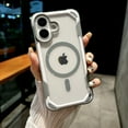 thumbnail image 1 of for iPhone 16 Plus Clear Case, Magnetic Military Grade Drop Protection Anti-Yellowing Phone Cover Compatible with MagSafe, Durable Shockproof Protective Bumper Case for iPhone 16 Plus, Gray, 1 of 7