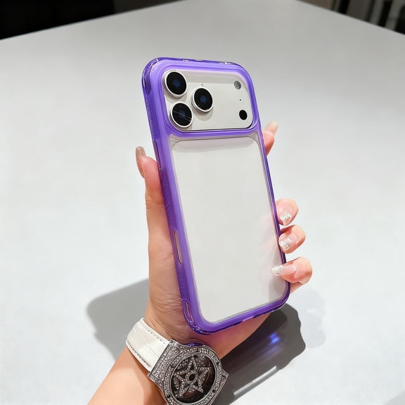 for iPhone 16 Plus Clear Case, Military-Grade Drop Protection, Non-Yellowing, Scratch-Resistant Slim Transparent Shockproof Case, Colorful Frame Bumper Phone Cover for iPhone 16 Plus, Purple