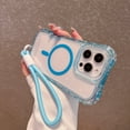 thumbnail image 1 of for iPhone 16 Plus Clear Magnetic Case with Anti-Drop Wrist Strap, Military Grade Drop Protection Anti-Yellowing Cell Phone Cover - Rugged Durable Shockproof Protective Bumper Case, Blue, 1 of 9