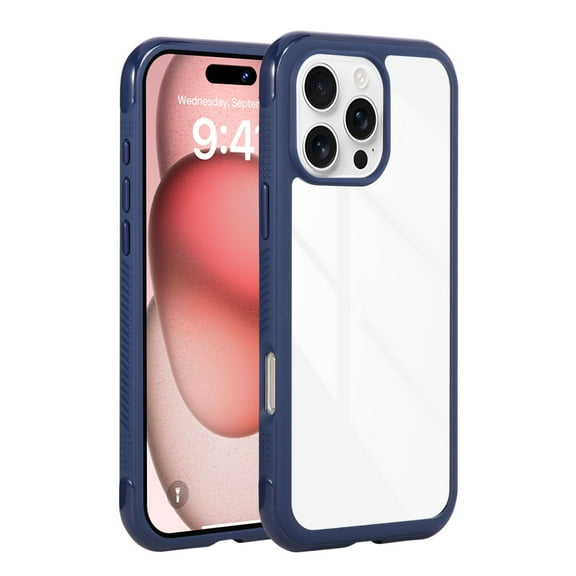 for iPhone 16 Plus Crystal Clear Case, Slim Shockproof TPU Border Hard PC Protective Transparent Non-Yellowing Back Cover Colorful Frame Rugged Phone Case for iPhone 16 Plus, Royalblue