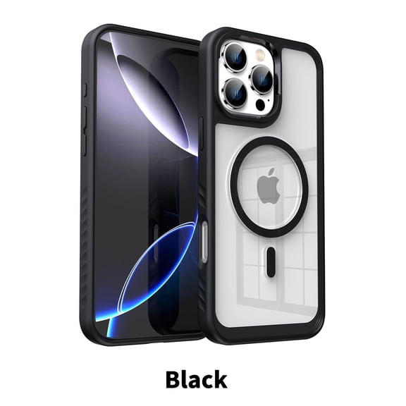 for iPhone 16 Plus Grip Case [Compatible with MagSafe] [Military-Grade Drop Protection] [Anti-Scratch Shockproof] Transparent Clear Magnetic Phone Case For iPhone 16 Plus,Black