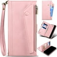 thumbnail image 1 of for iPhone 16 Plus Leather Phone Case Wallet with Zipper Pocket Flip Cover, 3-Layers RFID Blocking Multi Card Holder Slot, Magnetic Button, Hand Lanyard + Crossbody Shoulder Strap, 1 of 8