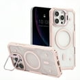 thumbnail image 1 of for iPhone 16 Plus Magnetic Case, with Built-in Lens Stand, Military-Grade Drop Protection, Transparent Shockproof Slim Case Compatible with Mag-Safe for iPhone 16 Plus Women Girls, Pink, 1 of 8