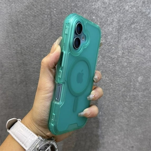 for iPhone 16 Plus Magnetic Case, Compatible with Mag-Safe, Shockproof Military-Grade Drop Protection, Yellowing Resistant, Magnetic Case with Detachable Side Key for iPhone 16 Plus, Mint