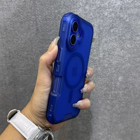 for iPhone 16 Plus Magnetic Case, Compatible with Mag-Safe, Shockproof Military-Grade Drop Protection, Yellowing Resistant, Magnetic Case with Detachable Side Key for iPhone 16 Plus, Blue