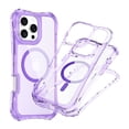 thumbnail image 1 of for iPhone 16 Plus Magnetic Case, [Compatible with Mag-Safe] Translucent Clear Phone Case Slim Shockproof Triple-Layers Drop Protective Hybrid Cover with Wrist Strap for iPhone 16 Plus, Purple, 1 of 7