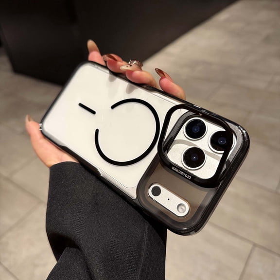 for iPhone 16 Plus Magnetic Case with Kickstand, [Compatible with MagSafe] Built in Stash Camera Stand Clear Shockproof Soft Cover Camera Lens Protection Case for iPhone 16 Plus, Black