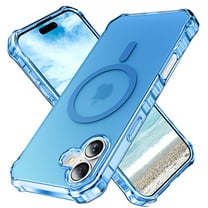 for iPhone 16 Plus Magnetic Case, Support Mag-Safe Charging, Anti-Fingerprint Slim Shockproof Rugged Wave Edge Frame Design Phone Case Cover for iPhone 16 Plus, Blue