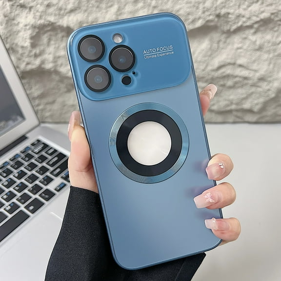 For iPhone 16 Plus Magnetic Phone Case,[Camera Lens Protector][Compatible with MagSafe] with Logo View Dust-Proof,Military-Grade Protection Slim Shockproof Anti-Scratch Phone Case,Navyblue