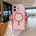 thumbnail image 1 of For iPhone 16 Plus Magnetic Phone Case,Compatible with Mag-Safe,3-in-1 Heavy Duty Protection,Shockproof Anti-fall Military Grade Drop Protection Rugged Transparent Phone Case,Clearpink, 1 of 10
